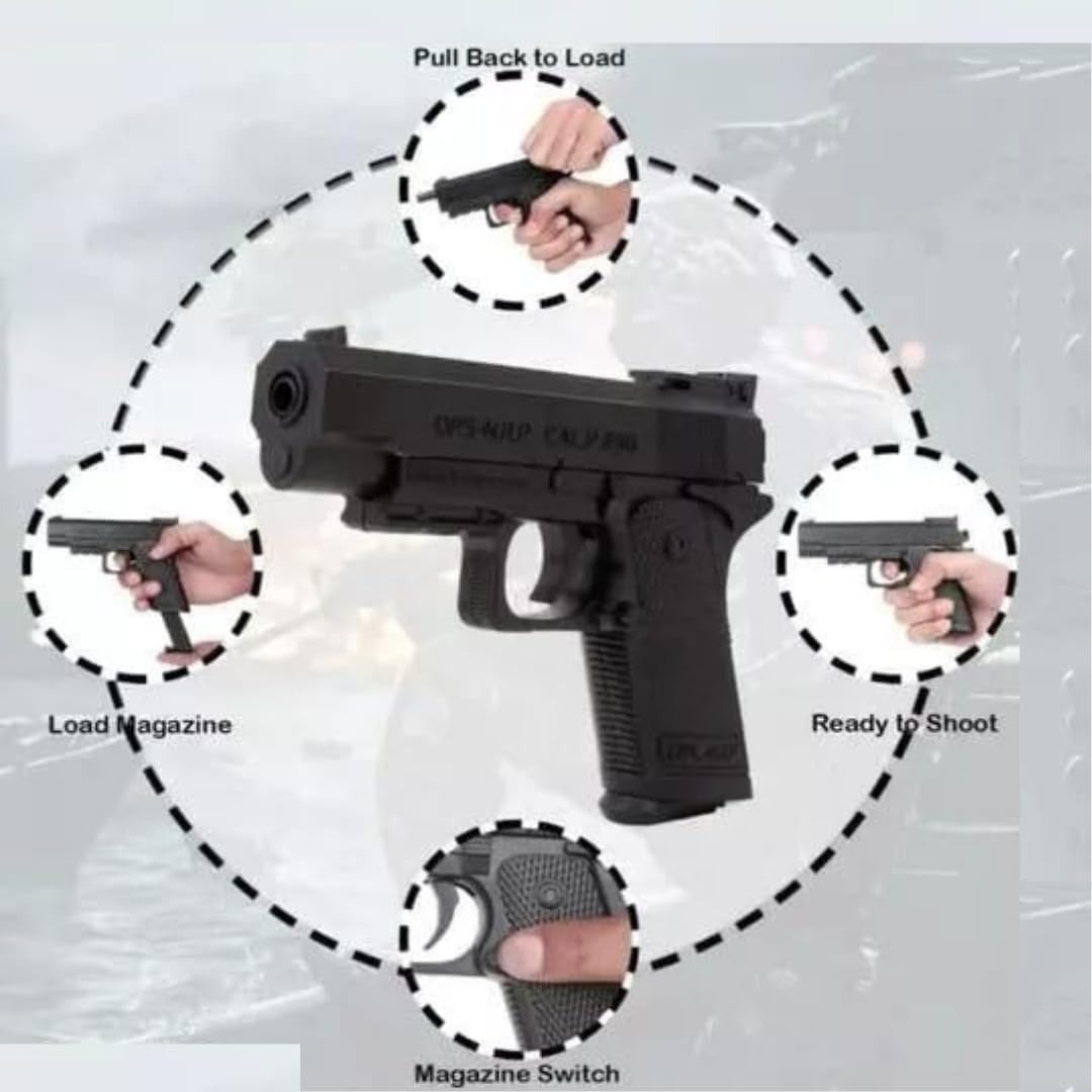 513EM4U1YsL._SL1080 Hand Toy Gun Pack of 1 BB Bullets Gun Toy Mauser Gun Toy Ear + 2 5 10 Edge Revolver Gun Toy Birthday Gift Plastic Toy Gun Toy Gun Black with 8 Rounds Reload and 6mm Plastic BB Bullets for Kids Boys 10-12 Bullets - Image 8