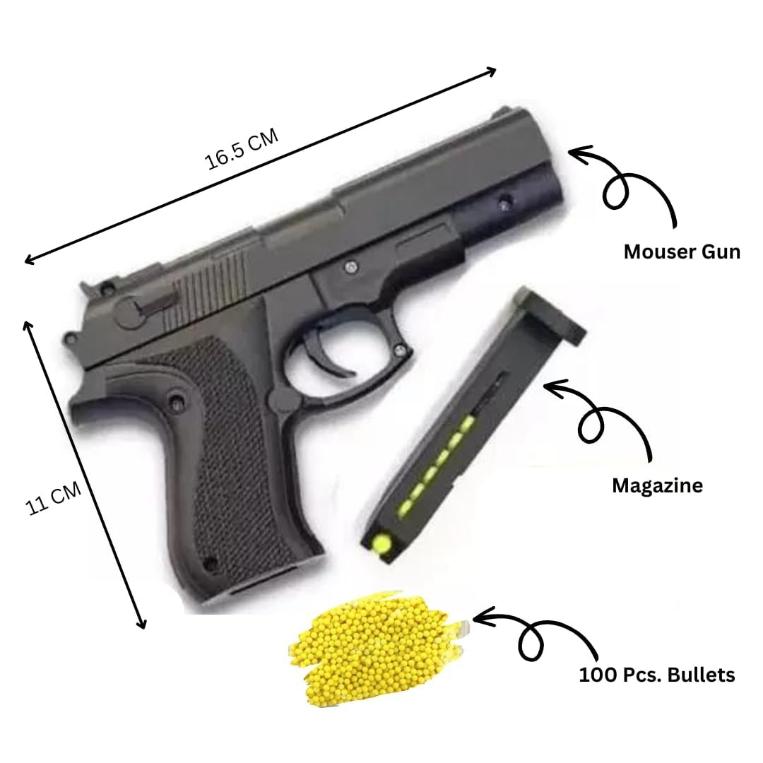 51rf6tIDvlL._SL1080 Hand Toy Gun Pack of 1 BB Bullets Gun Toy Mauser Gun Toy Ear + 2 5 10 Edge Revolver Gun Toy Birthday Gift Plastic Toy Gun Toy Gun Black with 8 Rounds Reload and 6mm Plastic BB Bullets for Kids Boys 10-12 Bullets - Image 9
