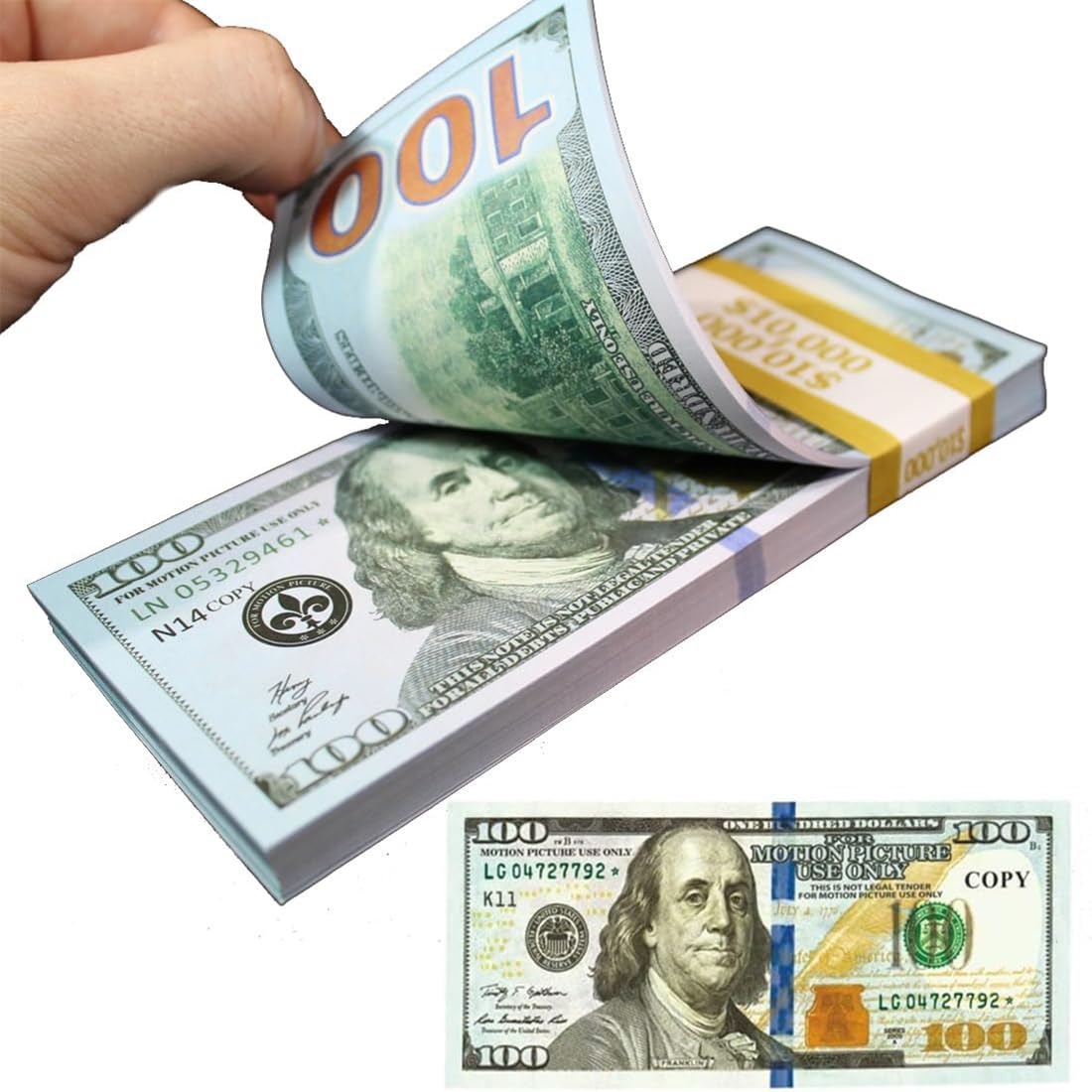 615SVRKSNqL._SL1100 Money That Looks Real,Prop Money 100 Dollar Bills Realistic Full Print 2 Sided,Movie Prop Money for Movies,Videos,Teaching and Birthday Party - Image 9