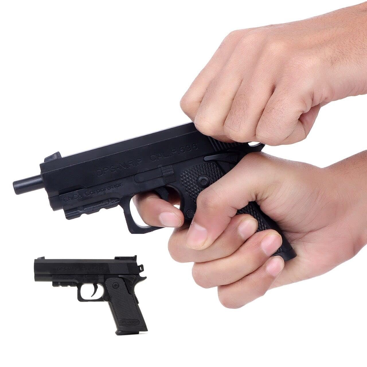 61NPMF3WBlL._SL1280 Hand Toy Gun Pack of 1 BB Bullets Gun Toy Mauser Gun Toy Ear + 2 5 10 Edge Revolver Gun Toy Birthday Gift Plastic Toy Gun Toy Gun Black with 8 Rounds Reload and 6mm Plastic BB Bullets for Kids Boys 10-12 Bullets - Image 5