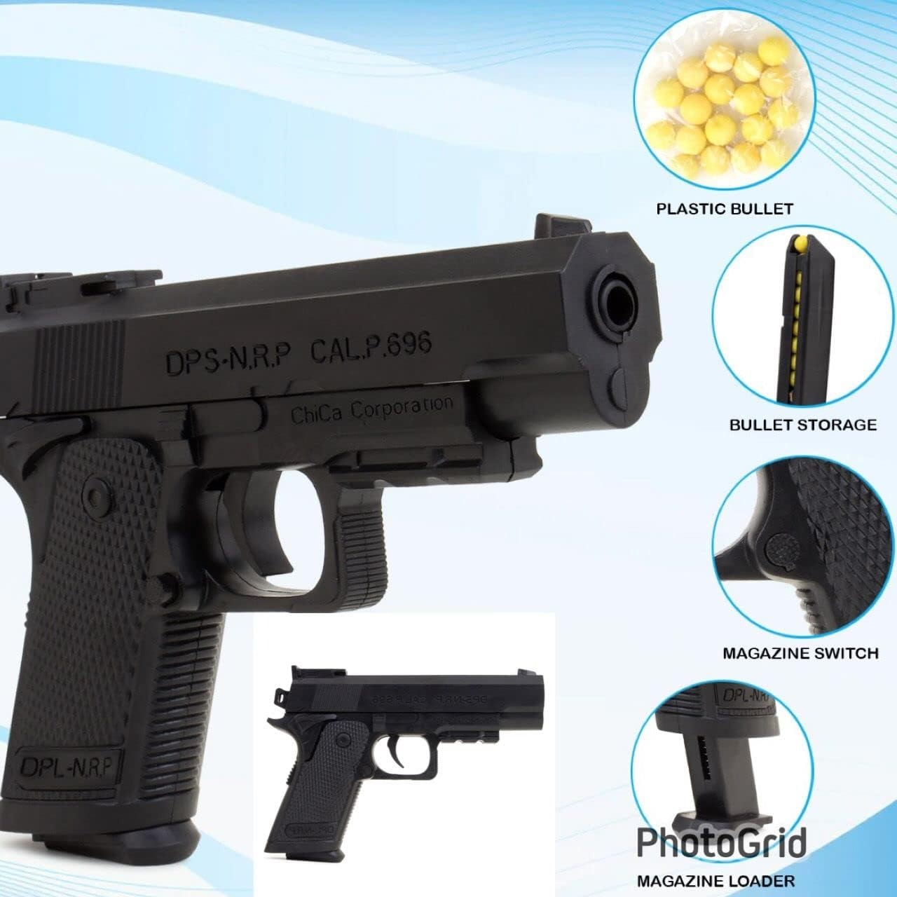 61UizNjtxEL._SL1280 Hand Toy Gun Pack of 1 BB Bullets Gun Toy Mauser Gun Toy Ear + 2 5 10 Edge Revolver Gun Toy Birthday Gift Plastic Toy Gun Toy Gun Black with 8 Rounds Reload and 6mm Plastic BB Bullets for Kids Boys 10-12 Bullets - Image 4