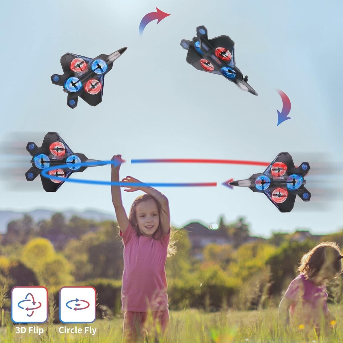 F22 Raptor With 4 Fan Foam RC Airplane Kit for Kids Age 8-12, Remote Control Aircraft for Adults Outdoor, Remote Control Flying Plane Toy, Cool Lights, Roll - Image 6