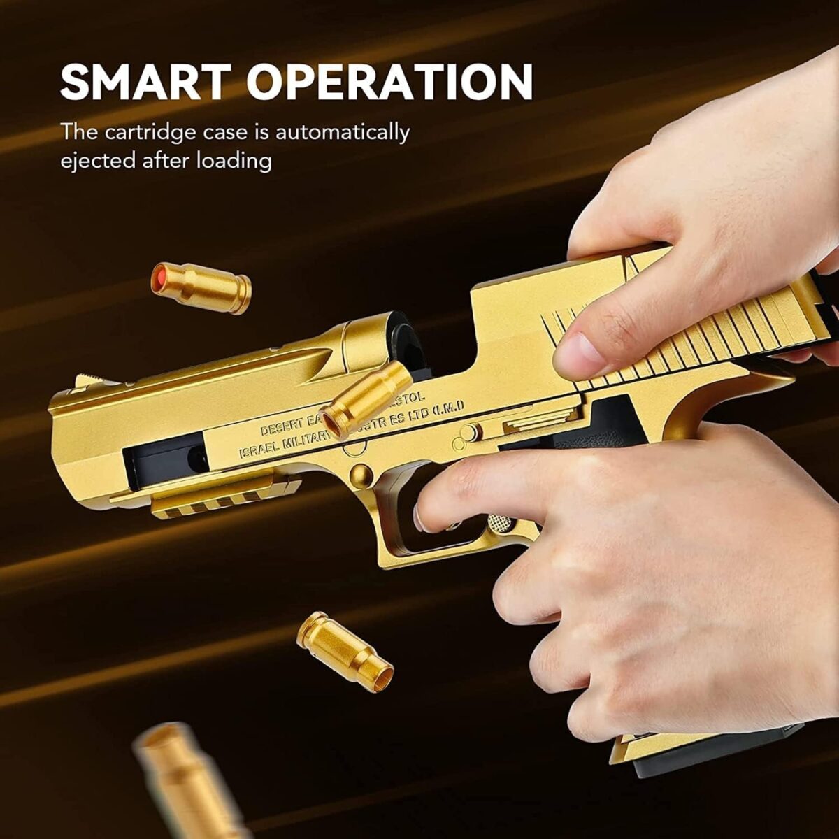 Soft Rubber Foam Bullet Toy Blaster Toy for Kids | Realistic Gun with Pull-Back Slide and Jump-Out Shell For Kids Shooting Practice (Gold) - Image 4