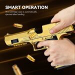Soft Rubber Foam Bullet Toy Blaster Toy for Kids | Realistic Gun with Pull-Back Slide and Jump-Out Shell For Kids Shooting Practice (Gold) - Image 4