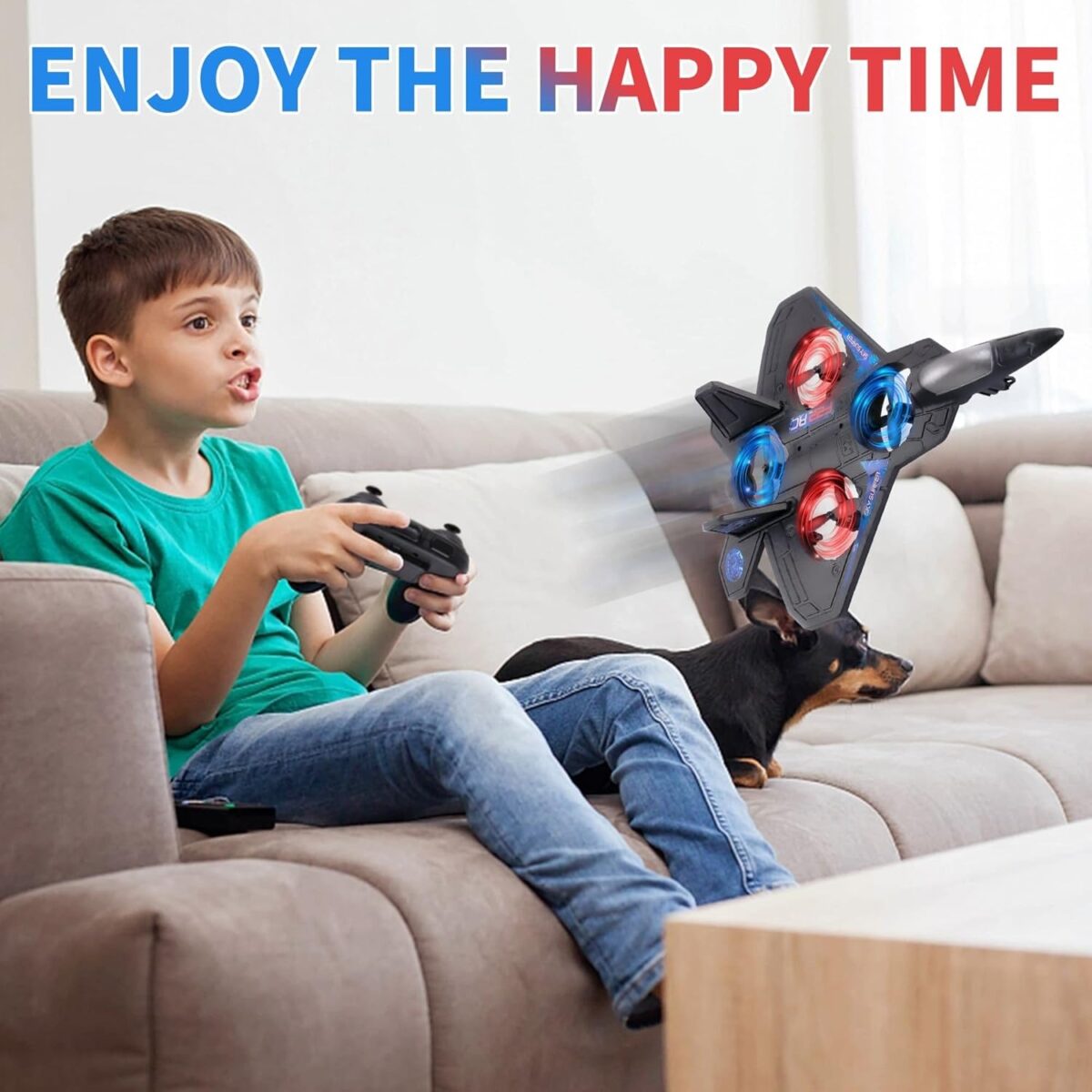 F22 Raptor With 4 Fan Foam RC Airplane Kit for Kids Age 8-12, Remote Control Aircraft for Adults Outdoor, Remote Control Flying Plane Toy, Cool Lights, Roll - Image 2
