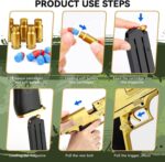 Soft Rubber Foam Bullet Toy Blaster Toy for Kids | Realistic Gun with Pull-Back Slide and Jump-Out Shell For Kids Shooting Practice (Gold) - Image 6