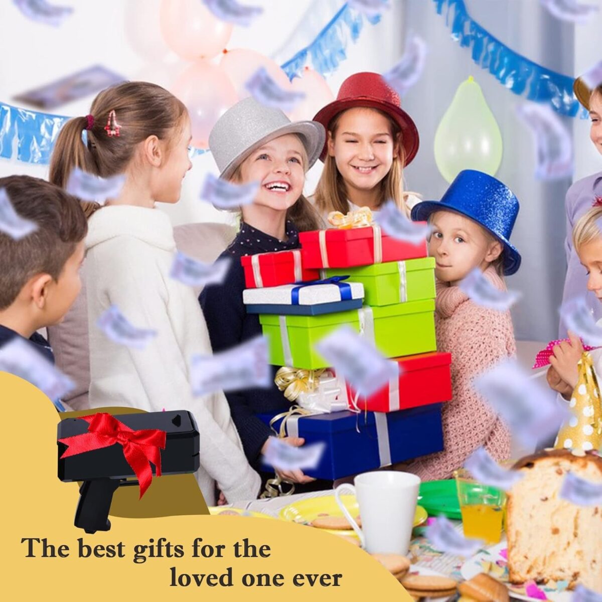 Money Rain Party Gun: Ultimate Fun with 100 Play Bills! Cash Splash Money Gun: 100-Piece Play Money Set Dollar Shower Toy Gun: 100 Pieces of Play Cash Included Party Money Gun: 100 Fake Bills for Epic Fun! Cash Rain Shooter: 100 Play Money Bills Included - Image 4