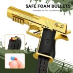 Soft Rubber Foam Bullet Toy Blaster Toy for Kids | Realistic Gun with Pull-Back Slide and Jump-Out Shell For Kids Shooting Practice (Gold) - Image 2