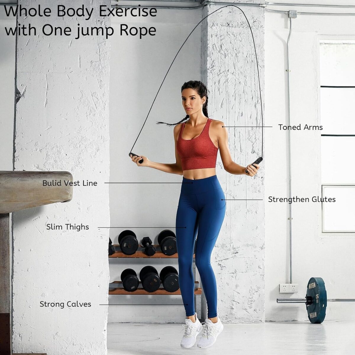 Jump Rope and Push-Up Handles, Multi-Functional Pushup Bar, Portable Gym Equipment for Men and Women ,Skipping Rope Automatic Jump Counter Adjustable Skipping Jumping Rope(1 pcs) - Image 3