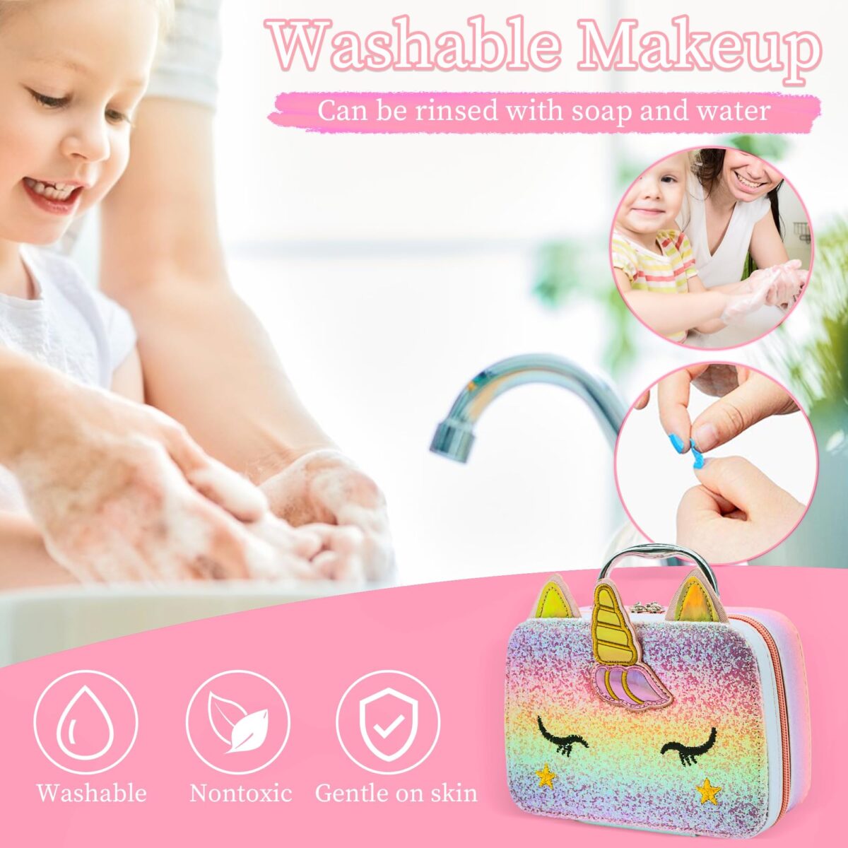 Little Princess Makeup Set Makeup Kit for Girls - Toddler Makeup Kit, Washable Toddler Makeup Set, Princess, Christmas Birthday Gift for 4, 5, 6, 7, 8, 9, 10 Year Old Girls - Image 6