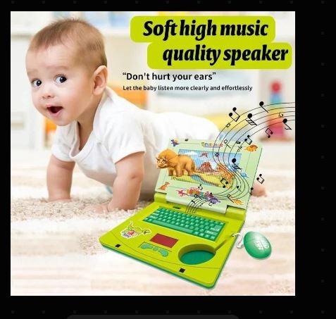 9db9d30cc5b1777bfe773cec756a5c6a Dinosaur Series Learning Machine Animated Screen Laptop For Kids With Multiple Sounds, Cheerful Music & Screen Animation - 2403, Musical Computer Toy For Kids Dinosaur Theme Animated Laptop Toy With Music & Lights, - Image 2