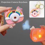 Rainbow Projection Camera Keychain Student Couple Schoolbag Exquisite Hanger Keychain Pink Purse Key Clip, Cute Cartoon Projection Camera Keychain Keyring for Bags, Car, Bike and Home with Many Cartoon Image Slide Show Push Button Key Chain with Ring - Image 6