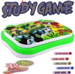 Learning Computer with 250 intelligent learning contents, 5 kinds of mode and 32 English Words, E-school Study and Play Lights and Music Best toy for Kids, Collections Cartoon Character Learning Educational Mini Computer for Kids (Green)