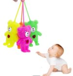 Soft Puffer Mini Teddy Bear TOYMAN Flashing Puffer Ball/Light Up Lovely Bear Puffer Quishy Light Puffer Stress Ball Bouncy Rubber Puffer Balls for Kids Multicolor-1pcs