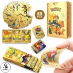 55 Pcs Pokemon Gold Foil Cards Anime Cartoon Pokemon English Version Tcg Card - 55 Pcs Pokemon Cards Box For Fans Rare Collection Card Child Toys Gifts - Golden Edition
