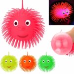 Kids Elastic Glow Vent Ball Hair Ball Hedgehog Ball Children Soft Rubber Toys Cartoon LED Light Up Flash Ball Fidget Toy,Soft Flashing Puffer Ball Captious Ball Stress Reliever,