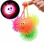 Kids Elastic Glow Vent Ball Hair Ball Hedgehog Ball Children Soft Rubber Toys Cartoon LED Light Up Flash Ball Fidget Toy,Soft Flashing Puffer Ball Captious Ball Stress Reliever, - Image 2