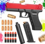 Dress-Up Accessories Glock Soft Bullet Toy Gun - with Magazine and Bullets silencer,Children's Gift(Red&Black), Glock Soft Bullets Toy with Jump Ejectinging Magazine, Soft Bullets & Pull Back Action, Toys for Boy Birthday Gift Item Foam Blaster Bullet Toy
