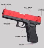 Dress-Up Accessories Glock Soft Bullet Toy Gun - with Magazine and Bullets silencer,Children's Gift(Red&Black), Glock Soft Bullets Toy with Jump Ejectinging Magazine, Soft Bullets & Pull Back Action, Toys for Boy Birthday Gift Item Foam Blaster Bullet Toy - Image 8