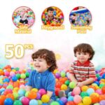 50 Plastic Ball Pit & Colorful Balls Swim Pit Toy Balls Phthalate and BPA Free, Crush-Proof Play Balls for Ball Pits, Assorted Color Balls in Mesh Storage Bag Soft Plastic Tent Balls, Infans Mini 8cm Kids Soft Plastic Balls for Pool Pit and Ocean