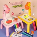 Children Projection Drawing Board LED Projector Drawing Table Toys Kids Projector Painting Board Desk Projection Painting Toy Graffiti Early Education Writing Board Household Erasable Toys