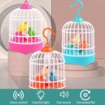 ELECTRIC INDUCTION MINI BIRD CAGE WITH LIGHT & SOUND Activated and Battery Operated Birds Birdcage Toy, Singing Chirping Fluttering Birds Toys Gifts for Toddler Kids Children - Image 6