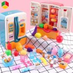 Kitchen Toys Fridge Refrigerator With Ice Dispenser Role Play Set For Kids Kitchen set Openable fridge +fruits for kids Multicolor toys play set High Quality - Image 2
